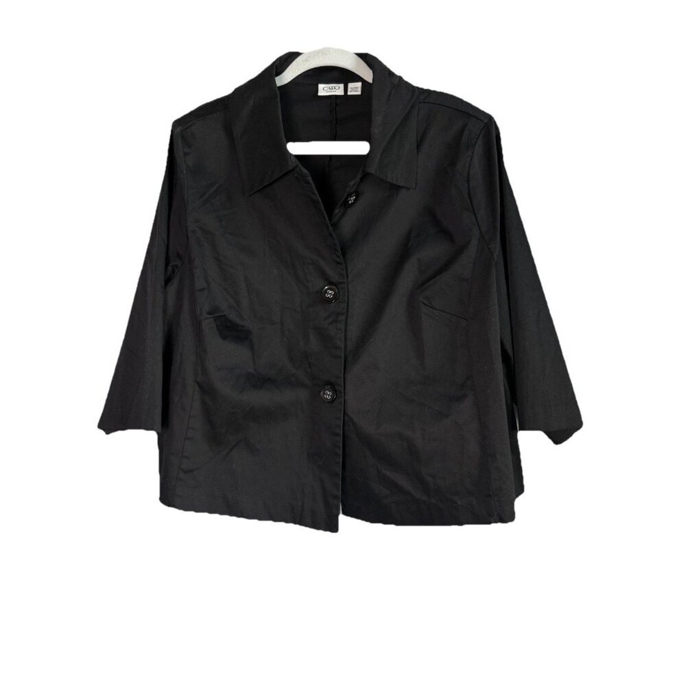 Cato Women’s Size 18/20W Black 3/4 Sleeve Lightweight‎ Blazer Jacket Big Buttons
